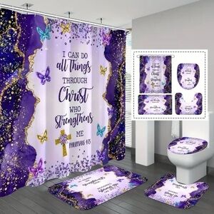 4pc I can do all things through Christ Bathroom Set NWT